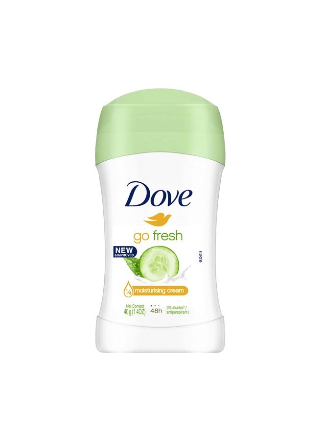 Dove Go Fresh Cucumber & Green Tea Antiperspirant Deodorant Stick | 48-Hour Protection | 1/4th Moisturising Cream & 100% Natural Caring Oil | 40g - Image 1